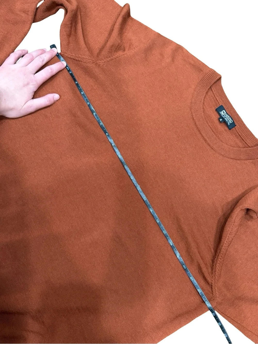 🌟 Merino Collection Australian Merino Wool Rust Orange Crewneck Sweater Size XL